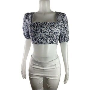 F. Anthropologie O.P.T Crop Top Size M Blouse Balloon Sleeve Square Neck NWT